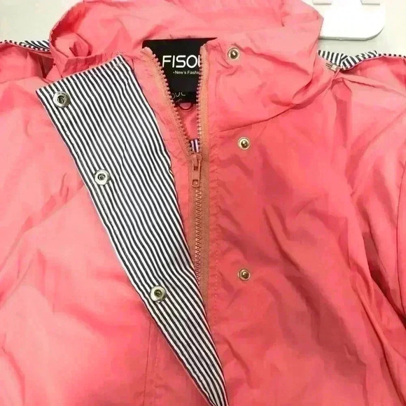 Plus Size Women Salmon Pink Windproof Jacket Removable Hood Zip & Snaps Size XXL - Picture 9 of 16